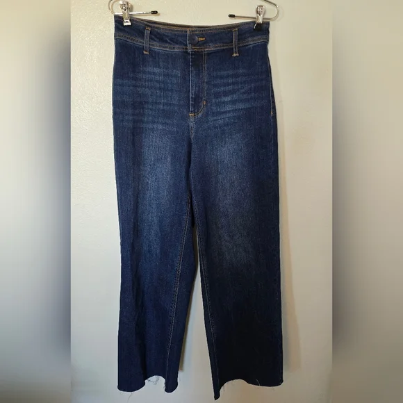 Oat | High Rise Wide Leg Raw Hem Jeans Size 6/28 - Picture 2 of 9